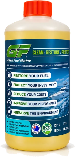 Green Fuel Marine 1 L bottle with alternative label design