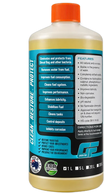 Green Fuel Pure 1 L bottle, back label